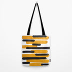 Mid Century Abstract Black & Yellow Fun Pattern Mustard Striped Primitive Stripes Tote Bag Gallery Image 2