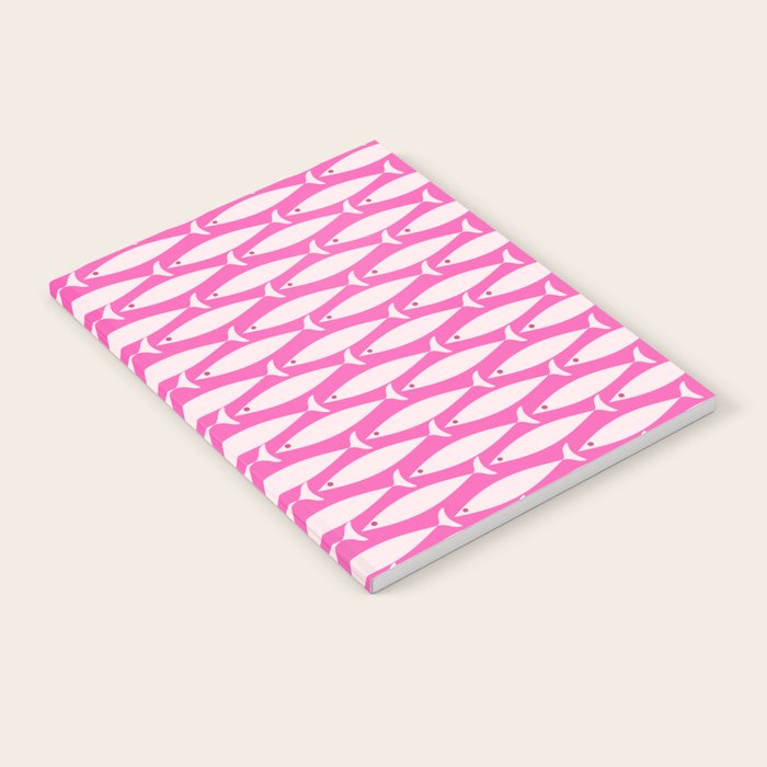 Coastal Fish Geometric Pattern in Bright Pink Notebook Gallery Image 2