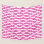 Coastal Fish Geometric Pattern in Bright Pink Wall Tapestry Gallery Image 4