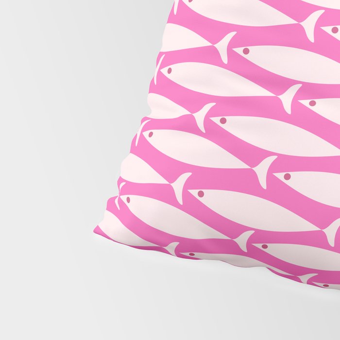 Coastal Fish Geometric Pattern in Bright Pink Pillow Sham Gallery Image 4