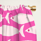 Coastal Fish Geometric Pattern in Bright Pink Window Curtain Gallery Image 2