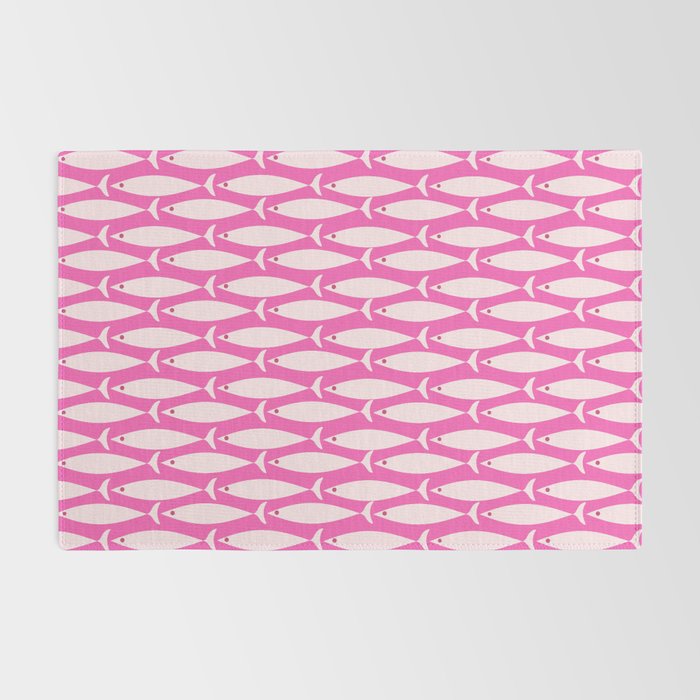 Coastal Fish Geometric Pattern in Bright Pink Rug Gallery Image 2
