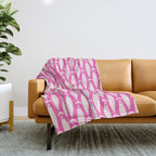 Coastal Fish Geometric Pattern in Bright Pink Throw Blanket Gallery Image 1