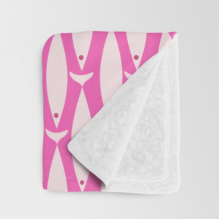 Coastal Fish Geometric Pattern in Bright Pink Throw Blanket Gallery Image 3