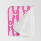 Coastal Fish Geometric Pattern in Bright Pink Throw Blanket Gallery Image 3