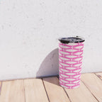 Coastal Fish Geometric Pattern in Bright Pink Travel Mug Gallery Image 4