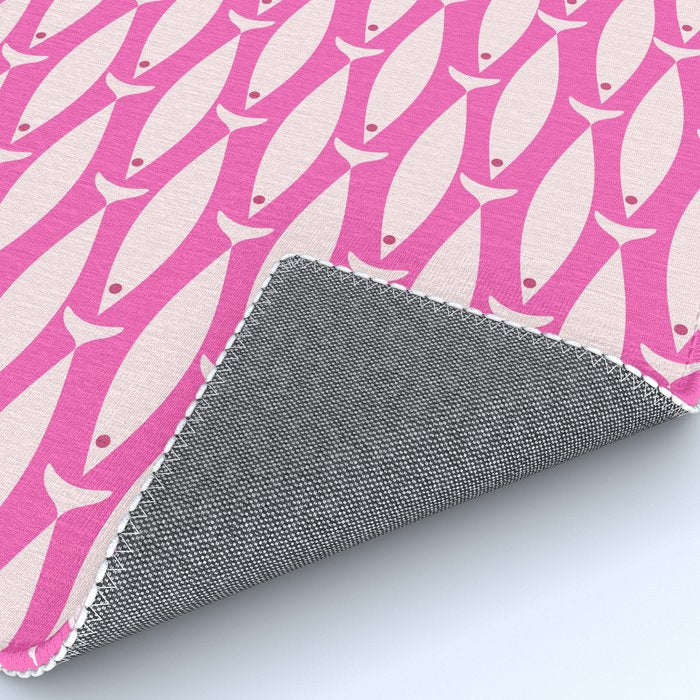 Coastal Fish Geometric Pattern in Bright Pink Rug Gallery Image 4