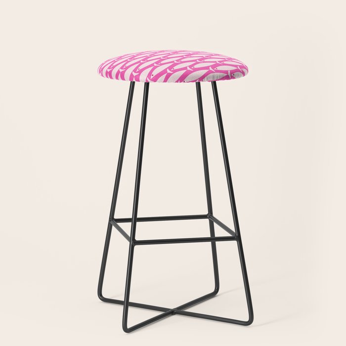 Coastal Fish Geometric Pattern in Bright Pink Stool Gallery Image 1