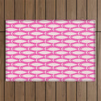 Coastal Fish Geometric Pattern in Bright Pink Outdoor Rug Gallery Image 1