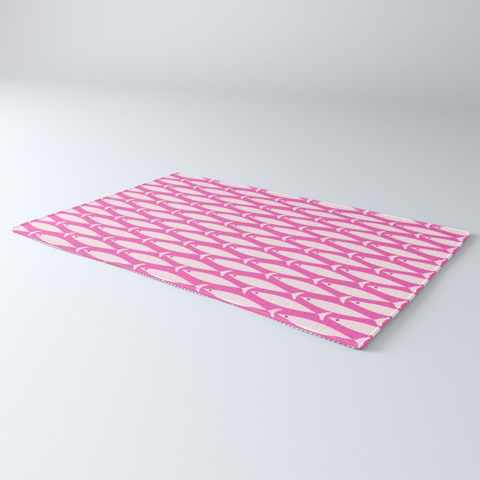 Coastal Fish Geometric Pattern in Bright Pink Rug Gallery Image 3