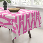 Coastal Fish Geometric Pattern in Bright Pink Tablecloth Gallery Image 3