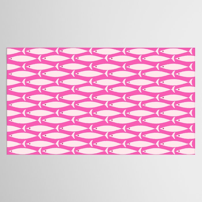 Coastal Fish Geometric Pattern in Bright Pink Tablecloth Gallery Image 2