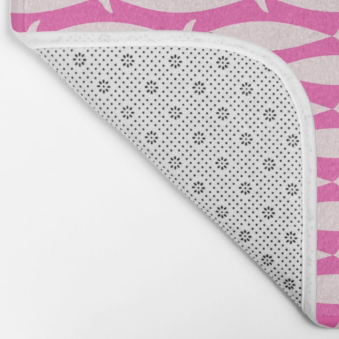 Coastal Fish Geometric Pattern in Bright Pink Bath Mat Gallery Image 2
