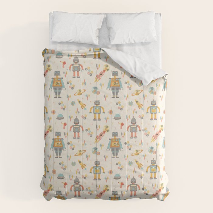Vintage Inspired Robots in Space Comforter Gallery Image 6