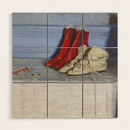 William Nicholson - Miss S's Boots (1919) still life fashion portrait painting Wood Wall Art Gallery Image 1