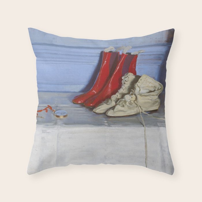 William Nicholson - Miss S's Boots (1919) still life fashion portrait painting Throw Pillow Gallery Image 6