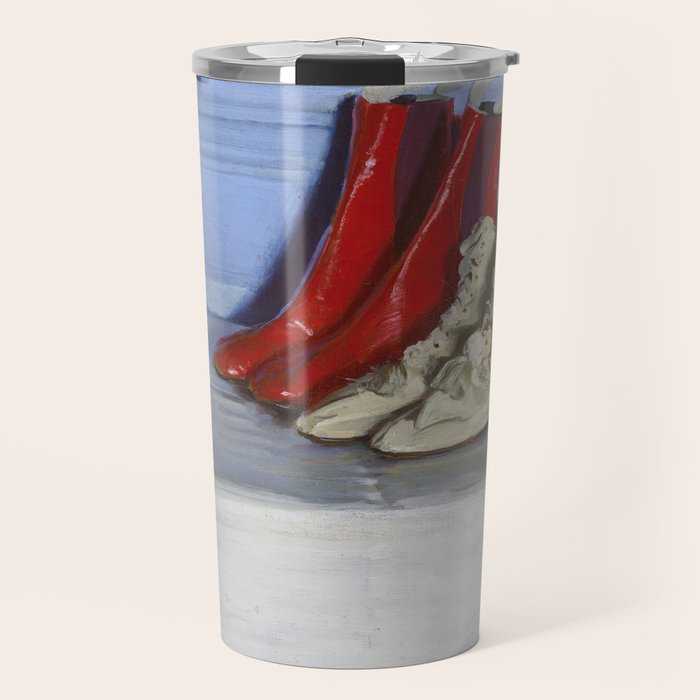 William Nicholson - Miss S's Boots (1919) still life fashion portrait painting Travel Mug Gallery Image 1
