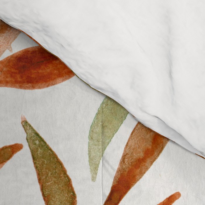 Le Coq â Watercolor Rooster with Sepia Leaves Comforter Gallery Image 4