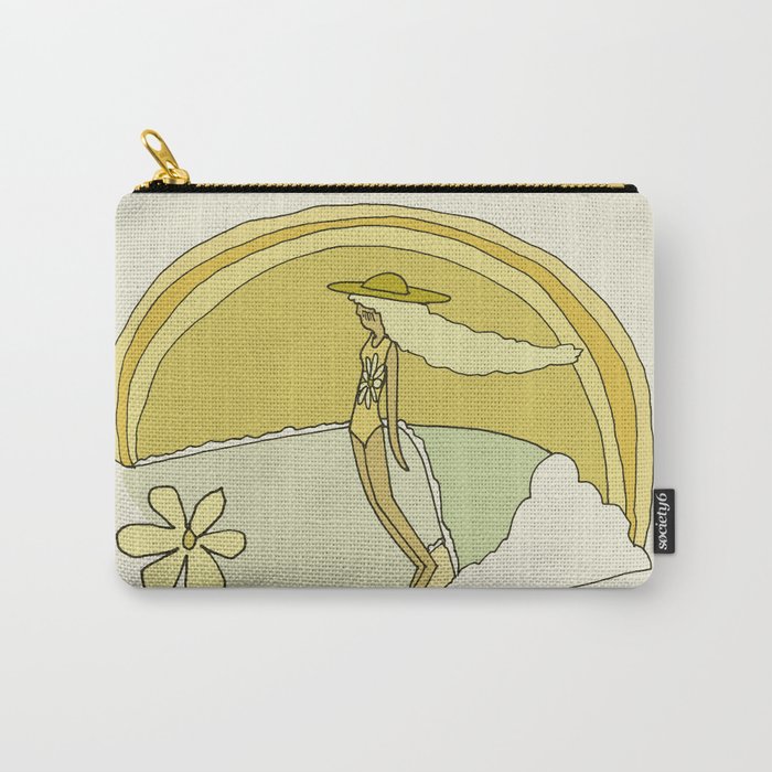 follow the sun lady slide // retro surf art by surfy birdy Carry All Pouch Gallery Image 1
