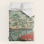 Spring Blossoms and Pond Ukiyo-e Japanese Art Comforter Gallery Image 6