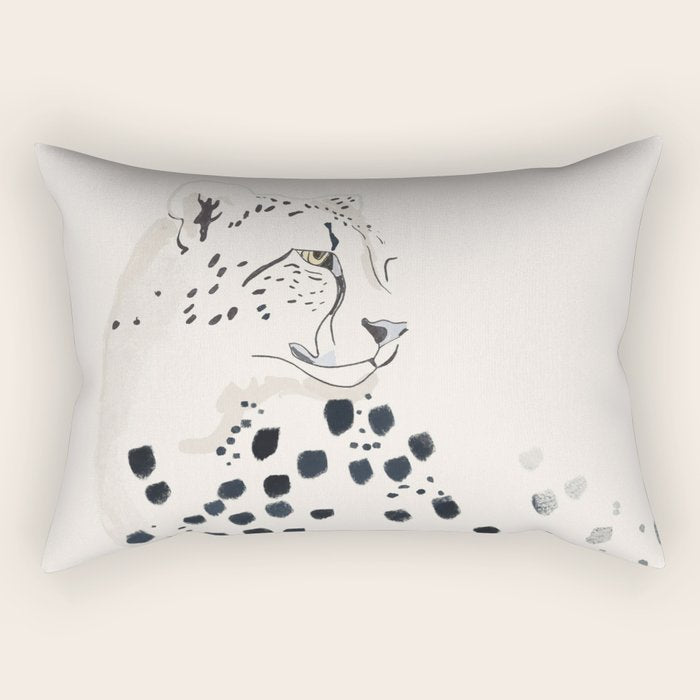 Cheetah 15 Black and White Rectangular Pillow Gallery Image 2