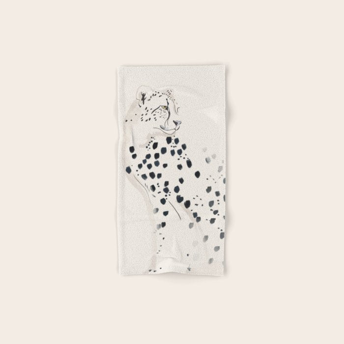 Cheetah 15 Black and White Bath Towel Gallery Image 1