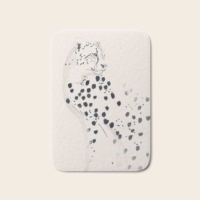 Cheetah 15 Black and White Bath Mat Gallery Image 1