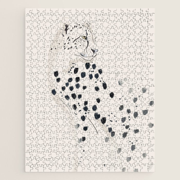Cheetah 15 Black and White Jigsaw Puzzle Gallery Image 1