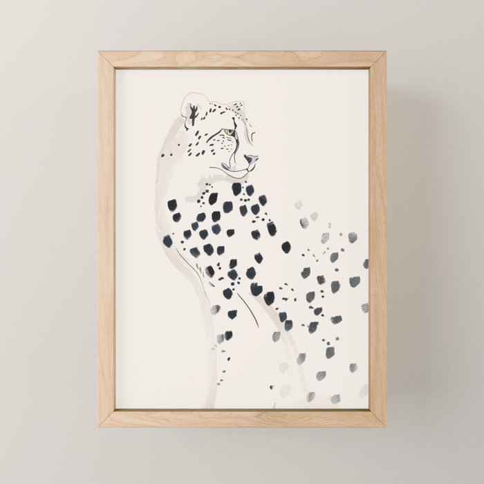 Cheetah 15 Black and White Mini Art Print Gallery Image 1