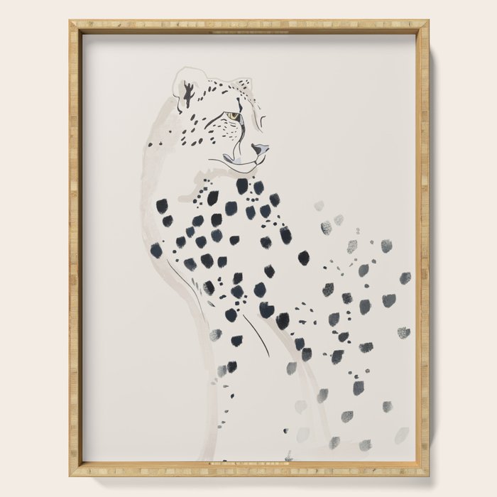 Cheetah 15 Black and White Serving Tray Gallery Image 1