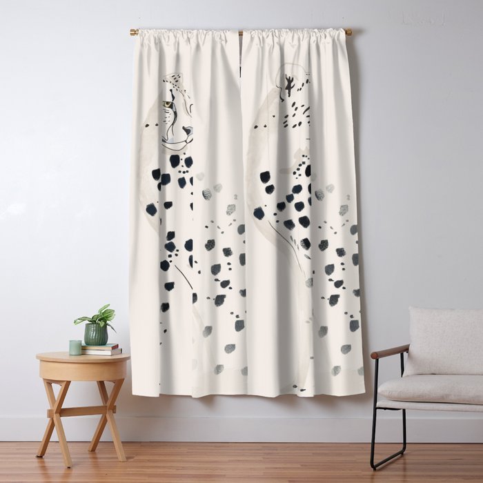 Cheetah 15 Black and White Window Curtain Gallery Image 5
