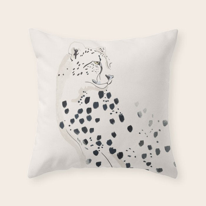 Cheetah 15 Black and White Throw Pillow Gallery Image 1