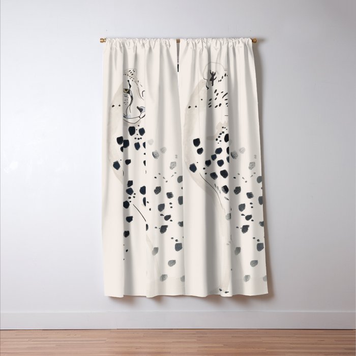 Cheetah 15 Black and White Window Curtain Gallery Image 3
