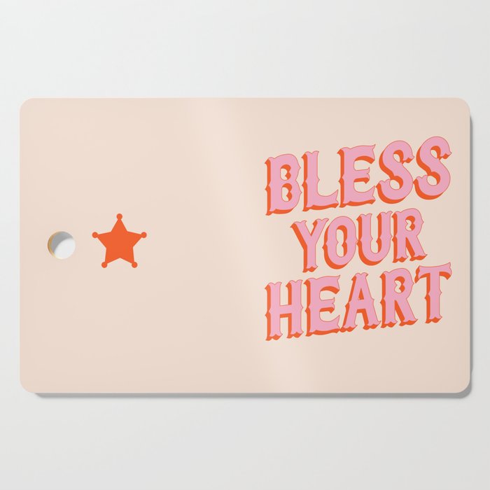 Southern Snark: Bless your heart (bright pink and orange) Cutting Board Gallery Image 1