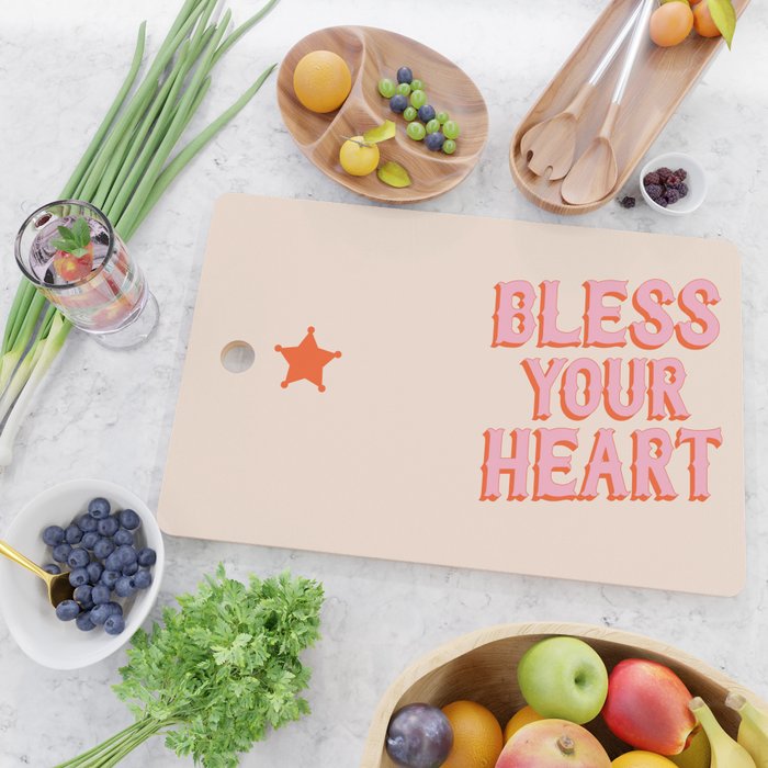 Southern Snark: Bless your heart (bright pink and orange) Cutting Board Gallery Image 2