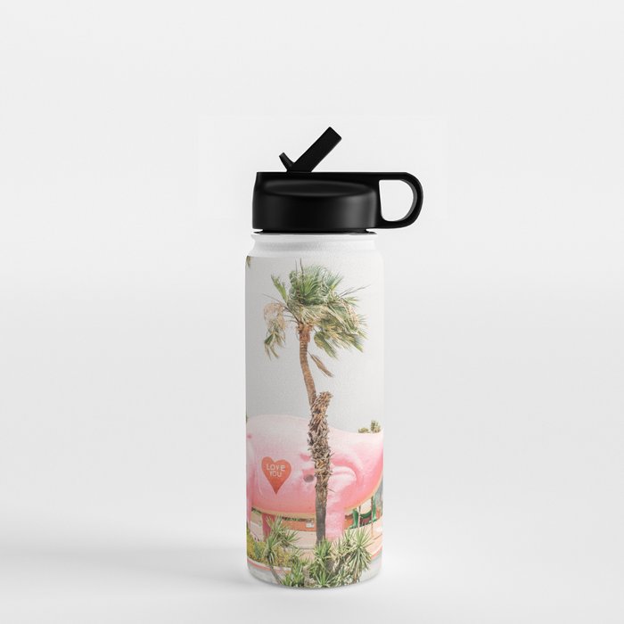 Pink Dinosaur | Cabazon Dinosaurs in Palm Springs California | Brontosaurus Love You Water Bottle