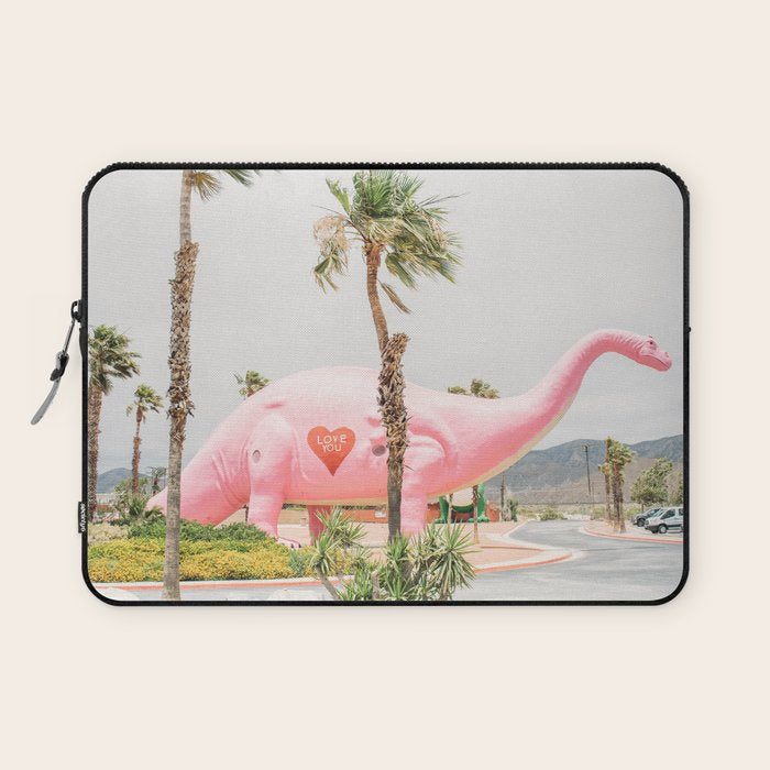 Pink Dinosaur | Cabazon Dinosaurs in Palm Springs California | Brontosaurus Love You Laptop Sleeve Gallery Image 1