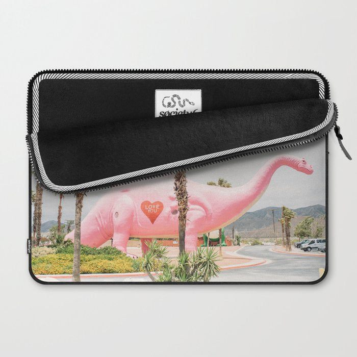 Pink Dinosaur | Cabazon Dinosaurs in Palm Springs California | Brontosaurus Love You Laptop Sleeve Gallery Image 2