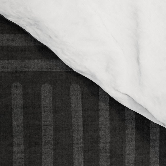 Charcoal grey line work on textured cloth - abstract geometric pattern Comforter Gallery Image 4