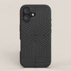 Charcoal grey line work on textured cloth - abstract geometric pattern iPhone Case Gallery Image 1