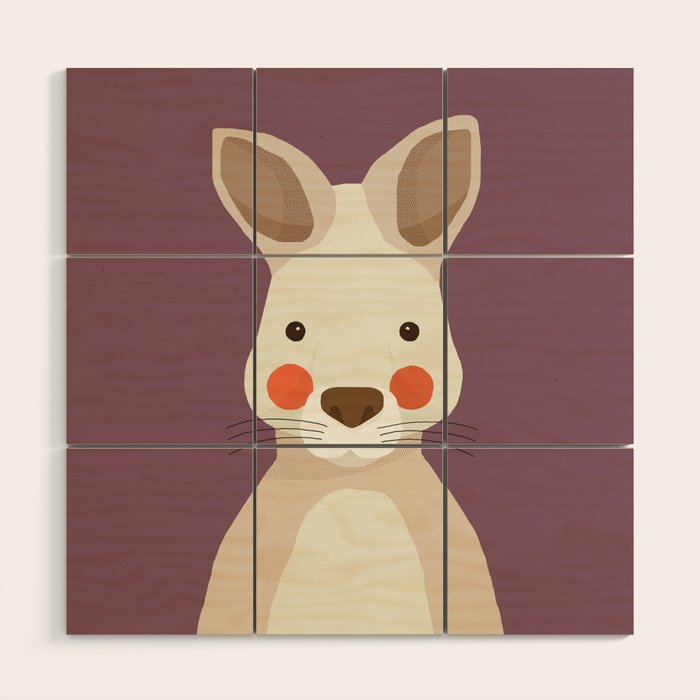 Kangaroo, Animal Portrait Wood Wall Art Gallery Image 1