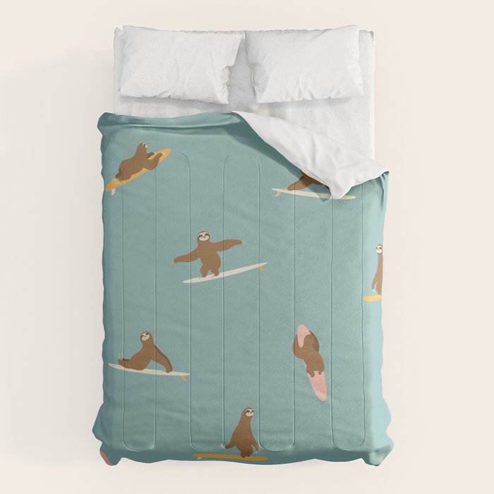 Surfing Sloth in Blue Comforter Gallery Image 6