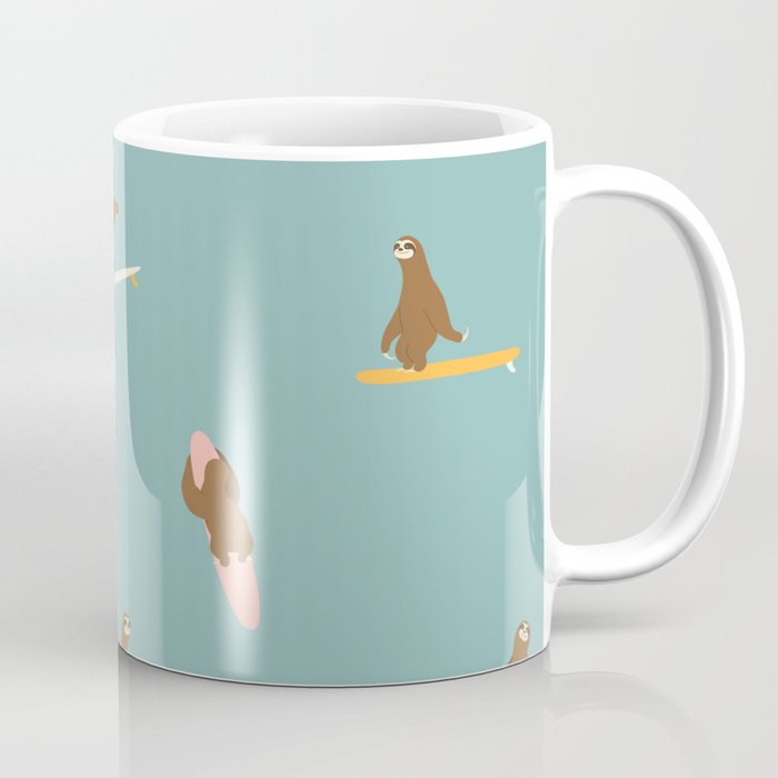 Surfing Sloth in Blue Coffee Mug Gallery Image 1