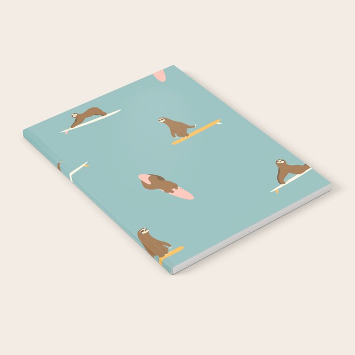 Surfing Sloth in Blue Notebook