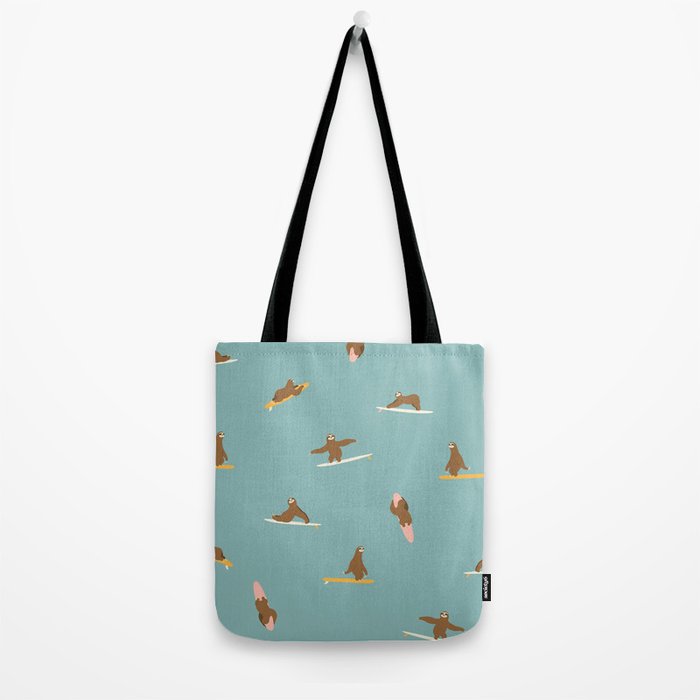 Surfing Sloth in Blue Tote Bag Gallery Image 2