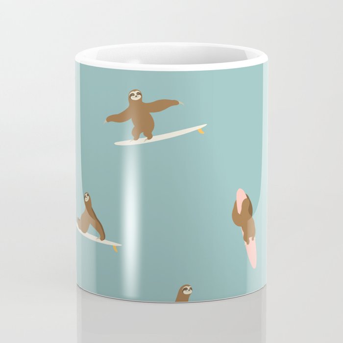Surfing Sloth in Blue Coffee Mug Gallery Image 4