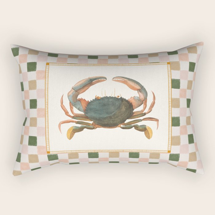 Checkered Crab Rectangular Pillow Gallery Image 2