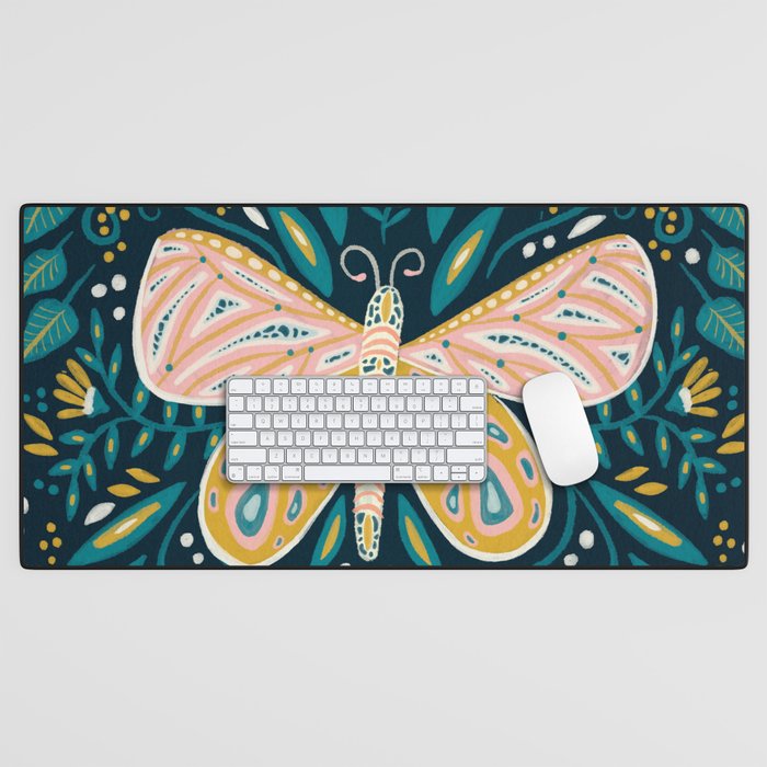 Butterfly Symmetry - Teal Palette Desk Mat Gallery Image 1