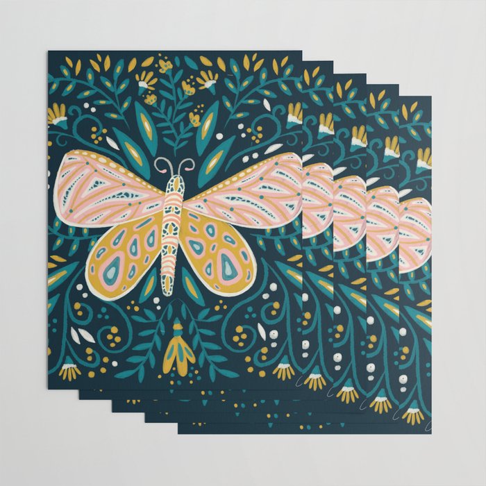 Butterfly Symmetry - Teal Palette Wrapping Paper Gallery Image 3