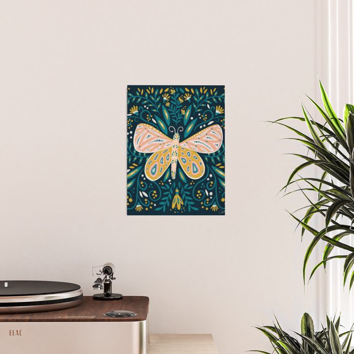 Butterfly Symmetry - Teal Palette Poster Gallery Image 2